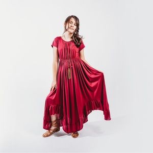 JOYFOLIE Wine Boho Dress